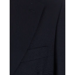 Single-breasted Jacket and Pants with Piping and Pleats in Tech Fabric Blue Men