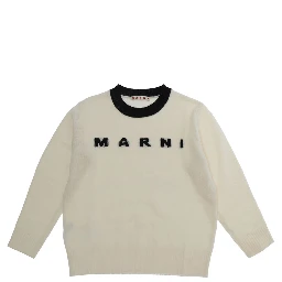 Sweater with round neck and long sleeves in 70% wool and 30% cashmere white for boy