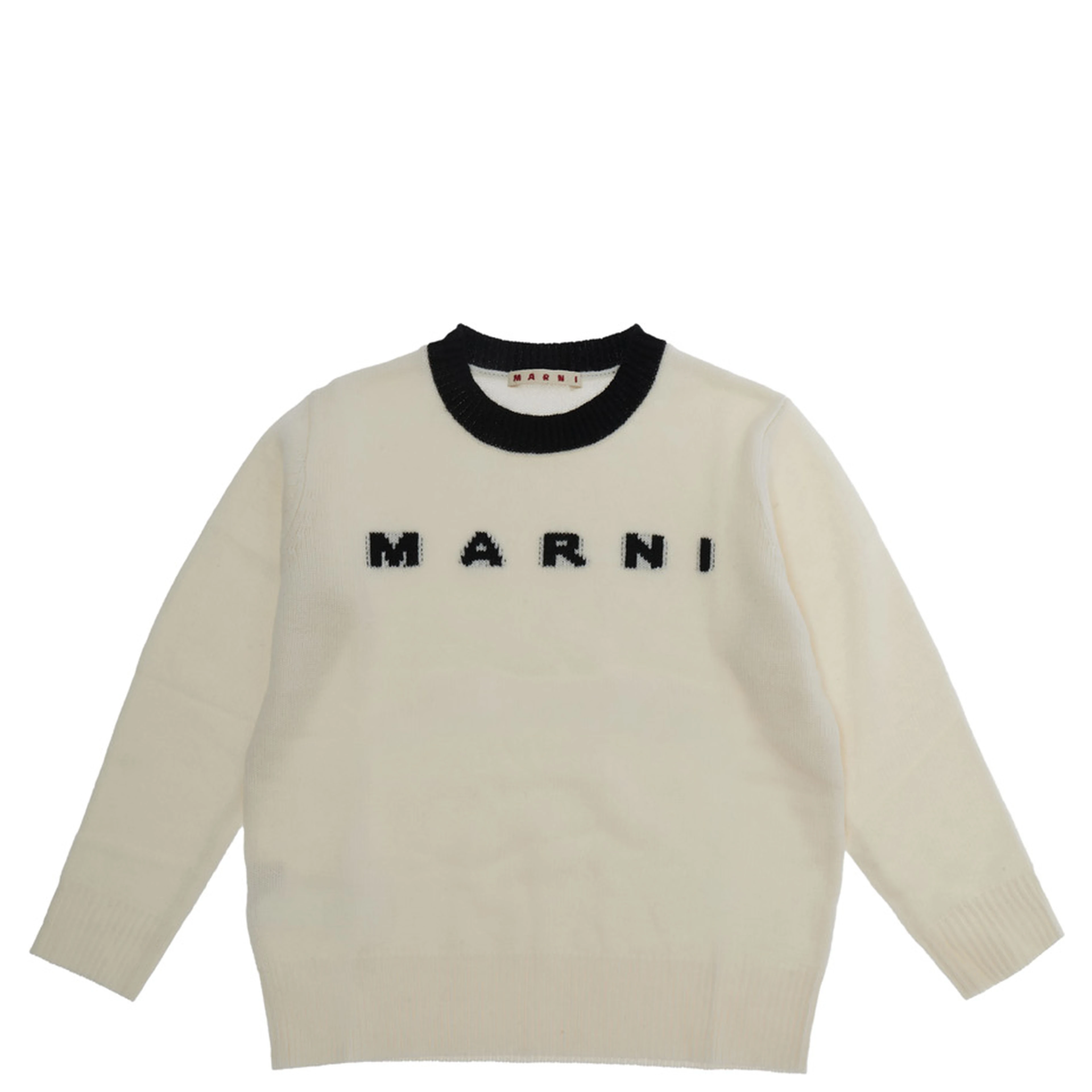 Sweater with round neck and long sleeves in 70% wool and 30% cashmere white for boy