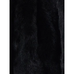 Grace Black shearling coat with belt closure in fur for women