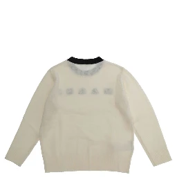 Sweater with round neck and long sleeves in 70% wool and 30% cashmere white for boy
