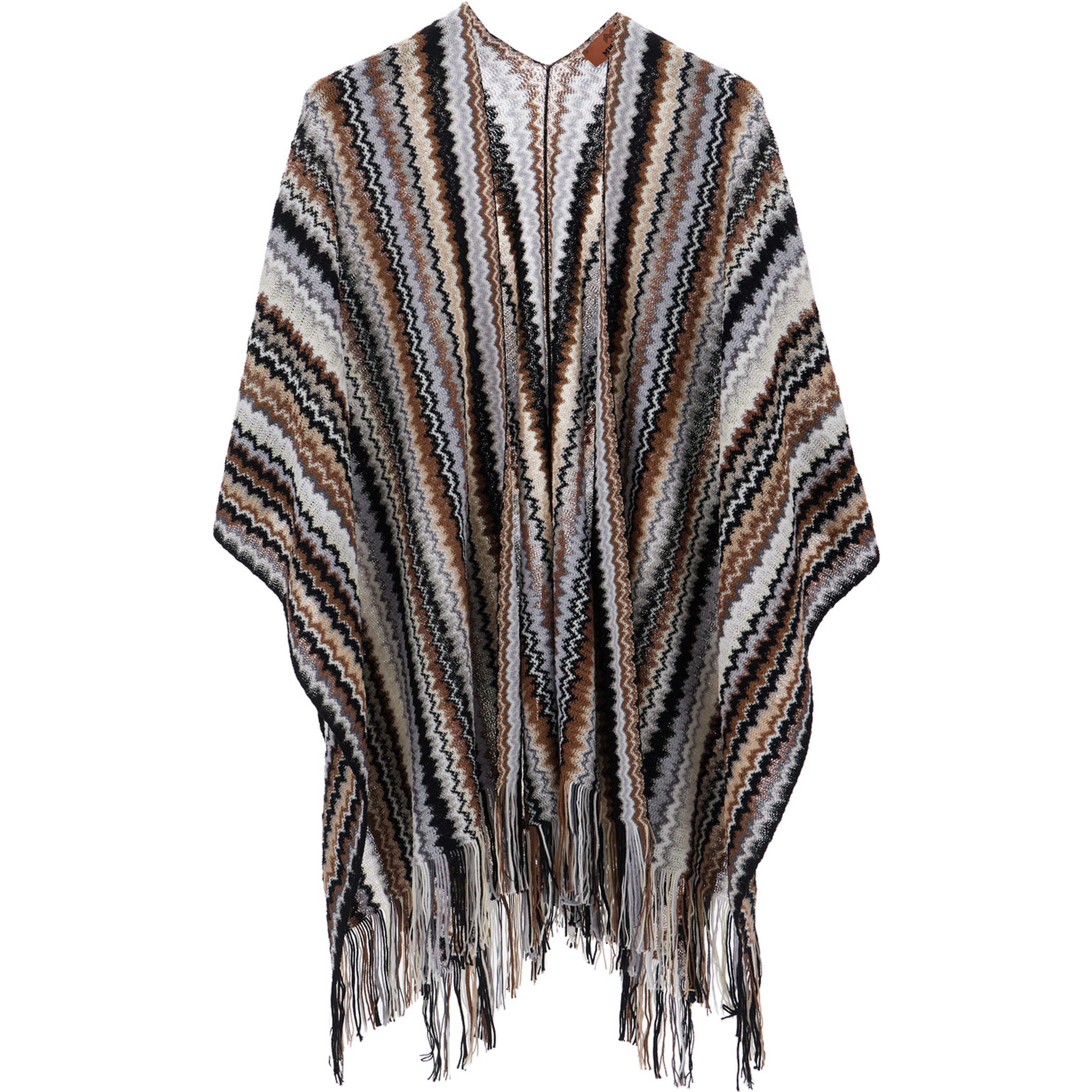 Scarf in wool and viscose with Missoni motif and brown unisex