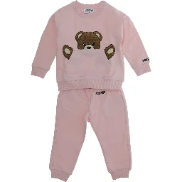 Tracksuit with logo and patch in pink cotton for Girl