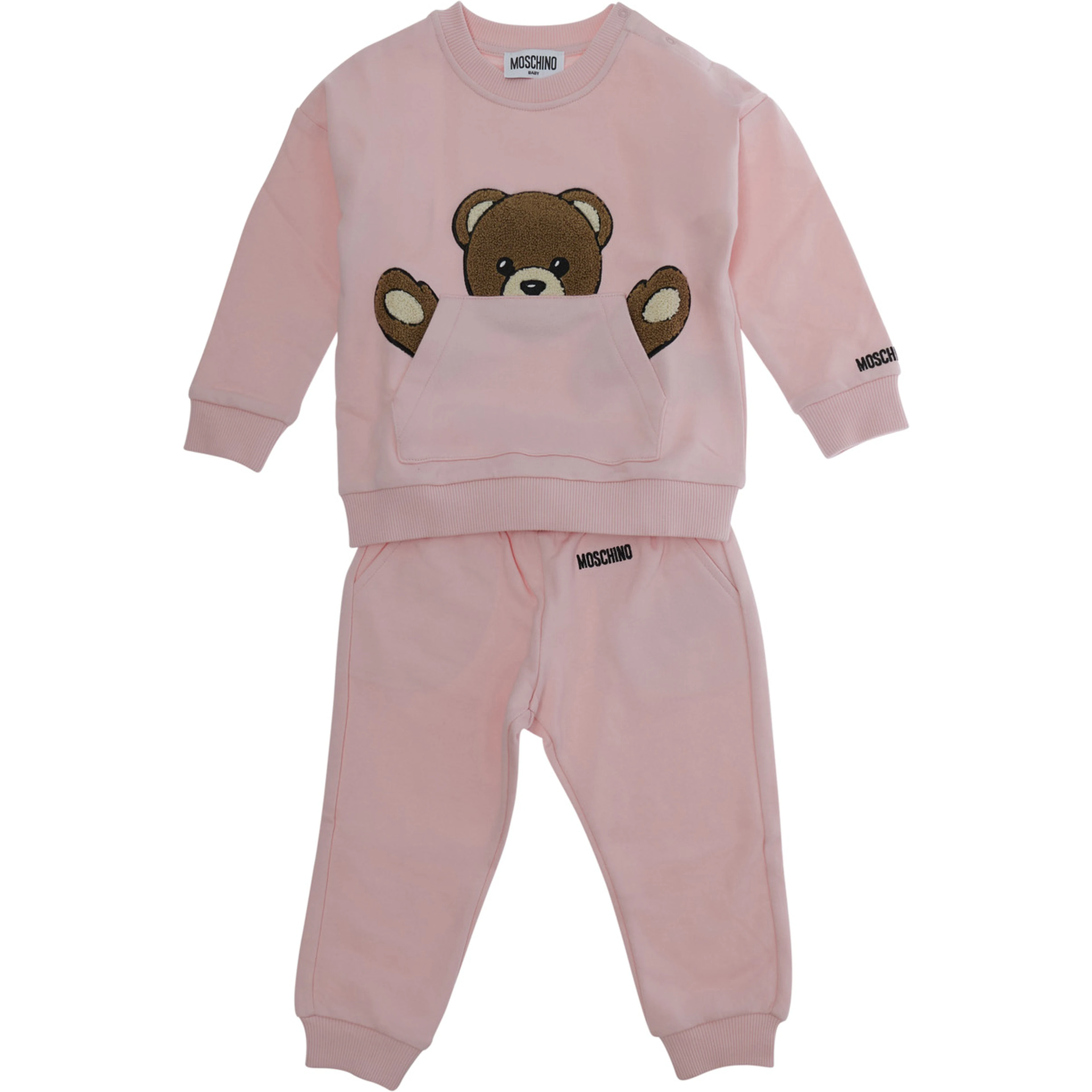 Tracksuit with logo and patch in pink cotton for Girl