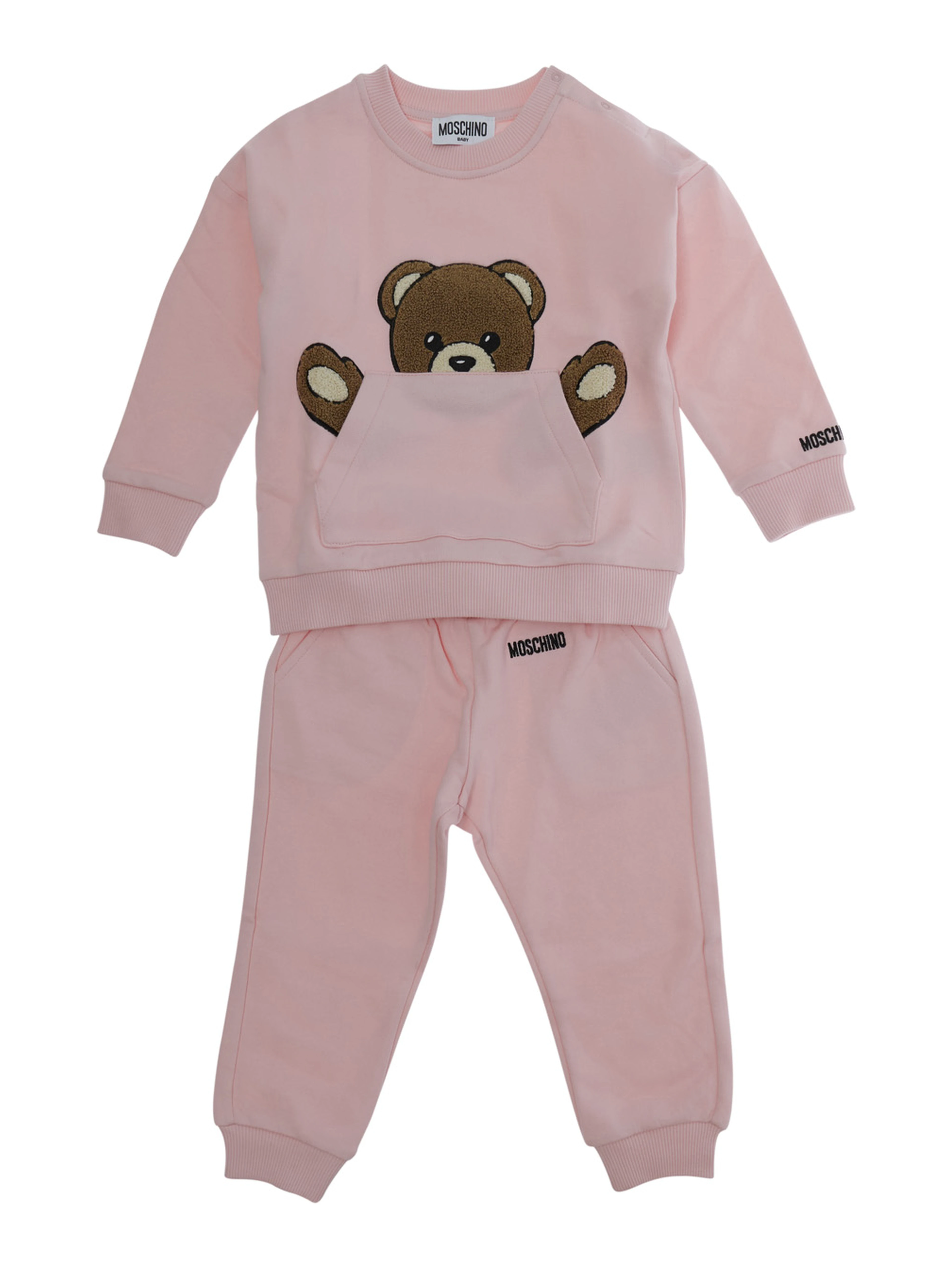 Tracksuit with logo and patch in pink cotton for Girl