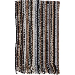 Scarf in wool and viscose with Missoni motif and brown unisex