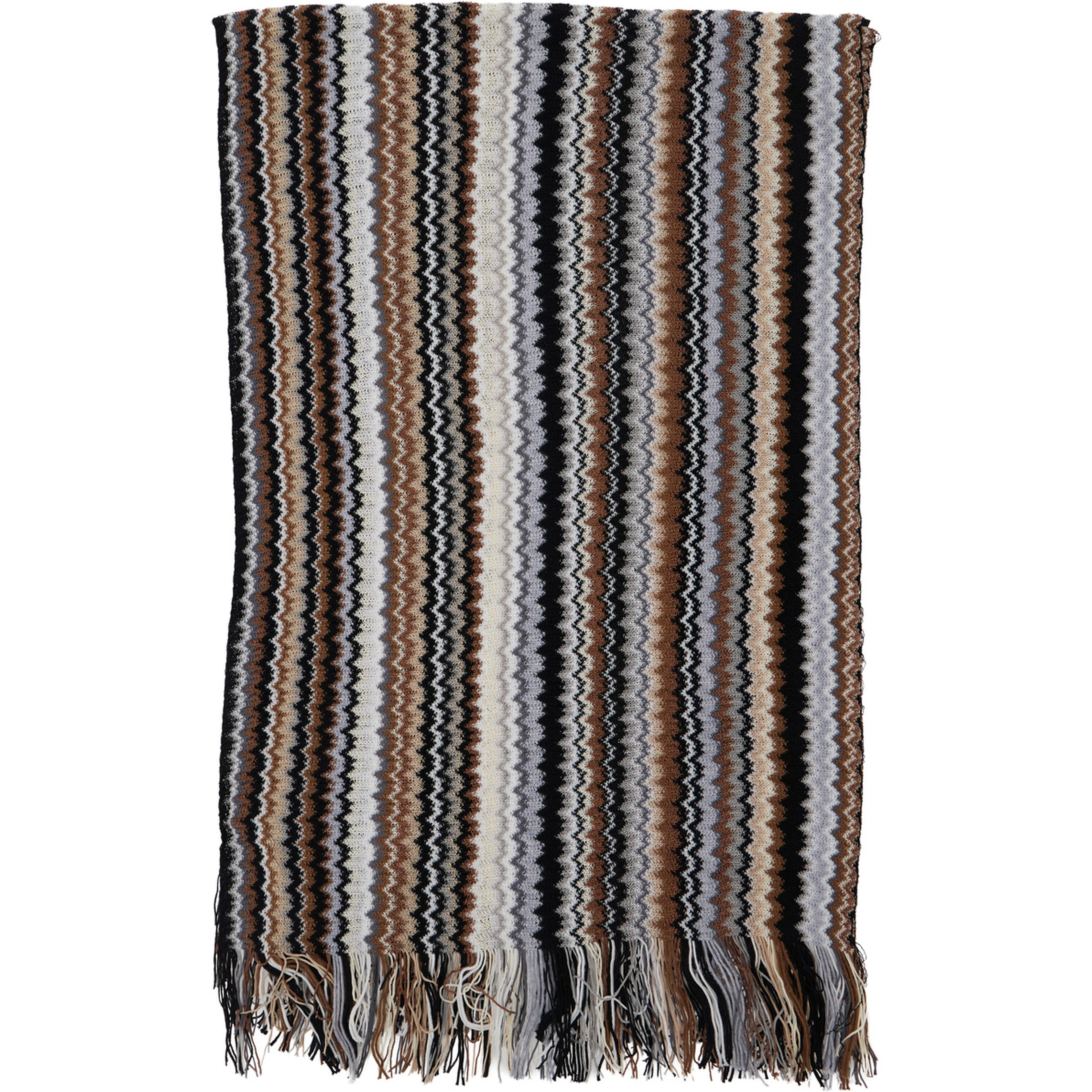 Scarf in wool and viscose with Missoni motif and brown unisex
