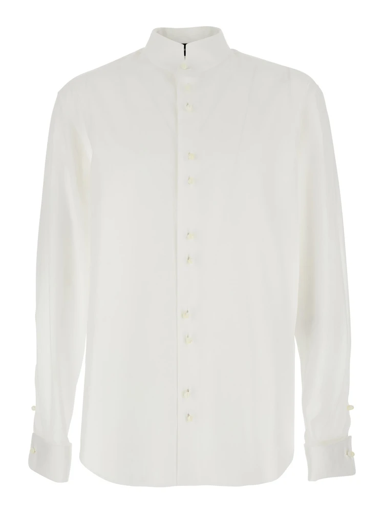 Classic collar white cotton shirt for men