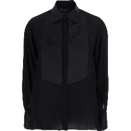 Shirt ANICE with collar and long sleeves in Fabric, black, for women