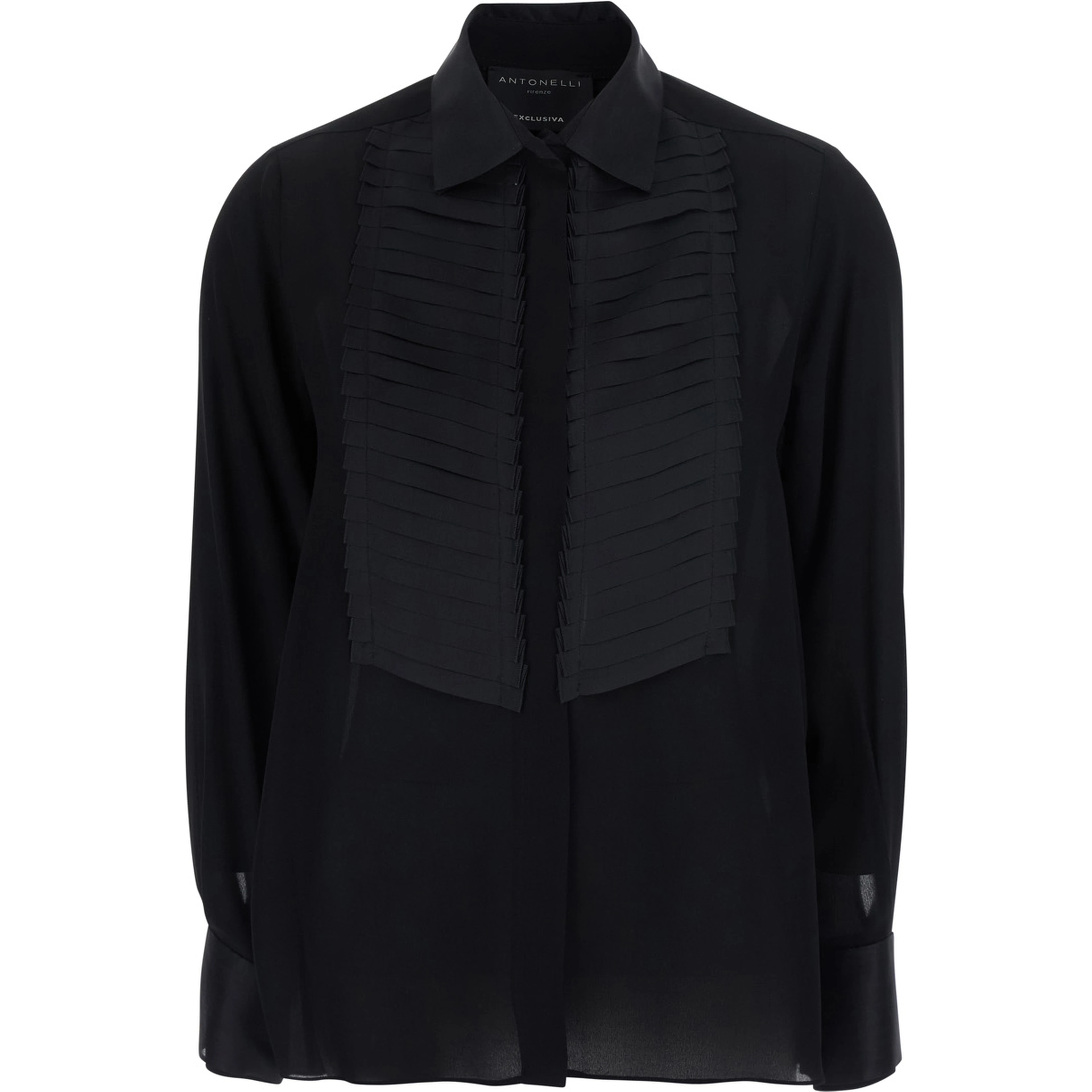 Shirt ANICE with collar and long sleeves in Fabric, black, for women