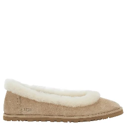 Ballet shoes Zora with Side Logo Lettering in Brown Suede for Women