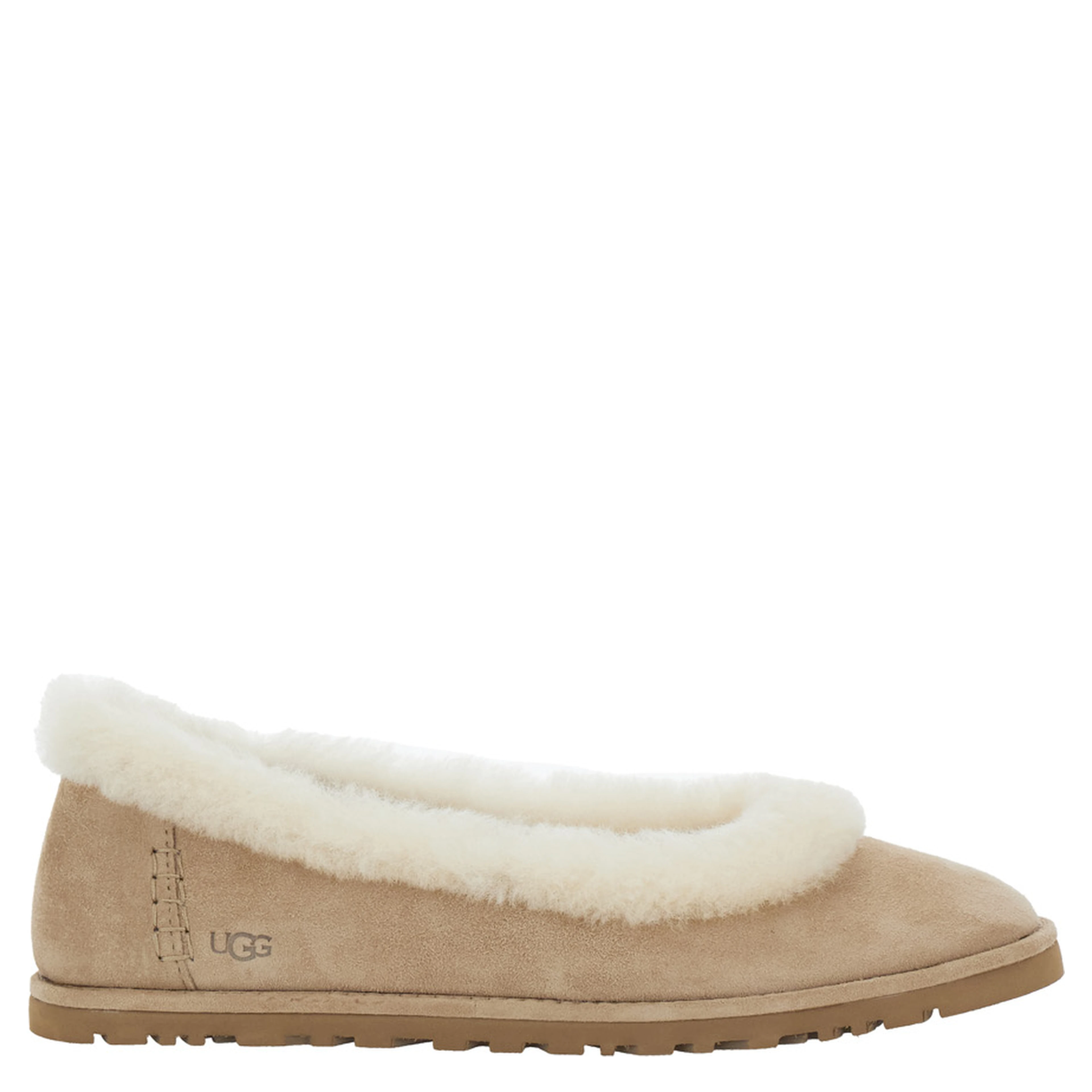 Ballet shoes Zora with Side Logo Lettering in Brown Suede for Women