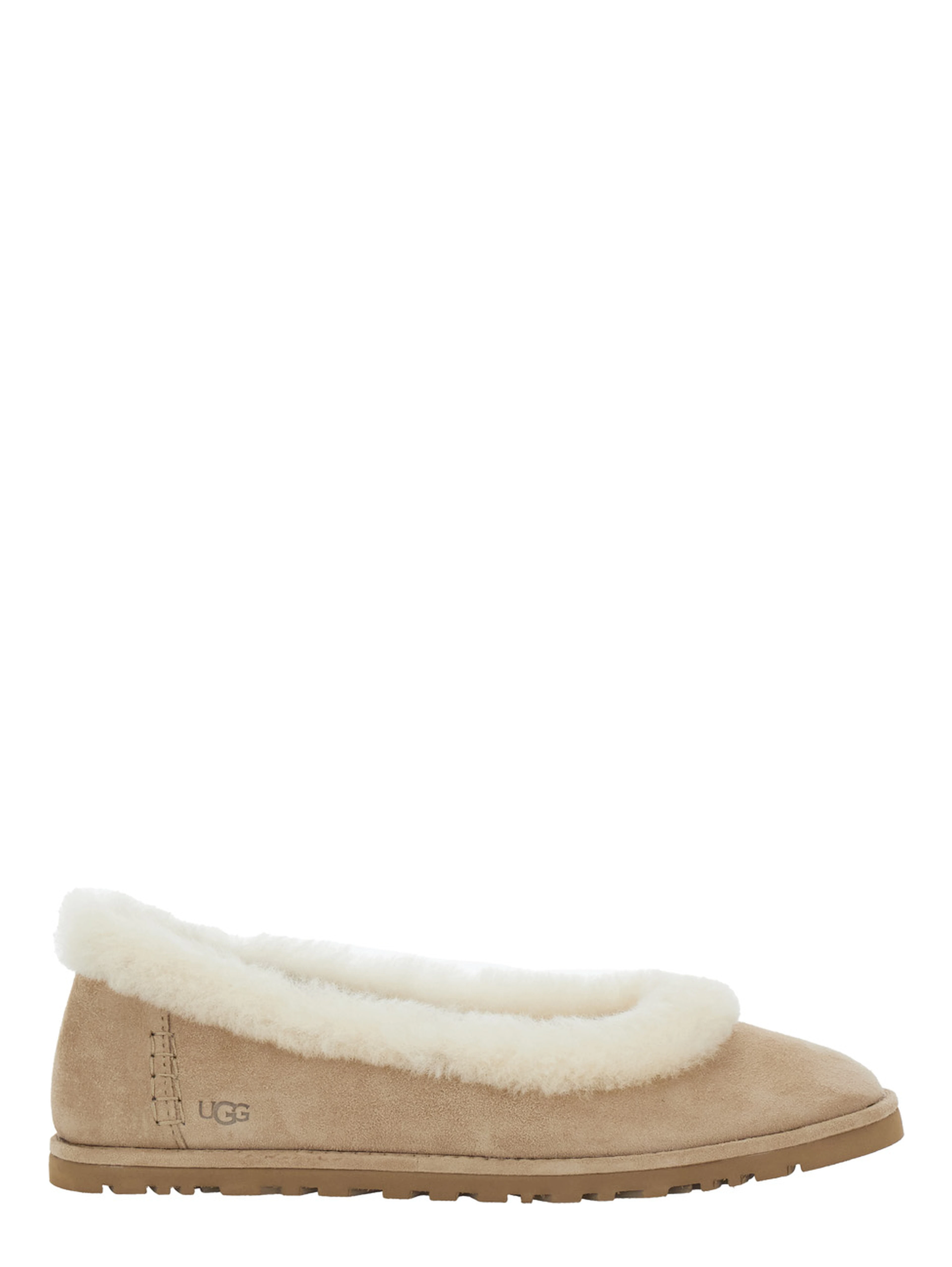 Ballet shoes Zora with Side Logo Lettering in Brown Suede for Women