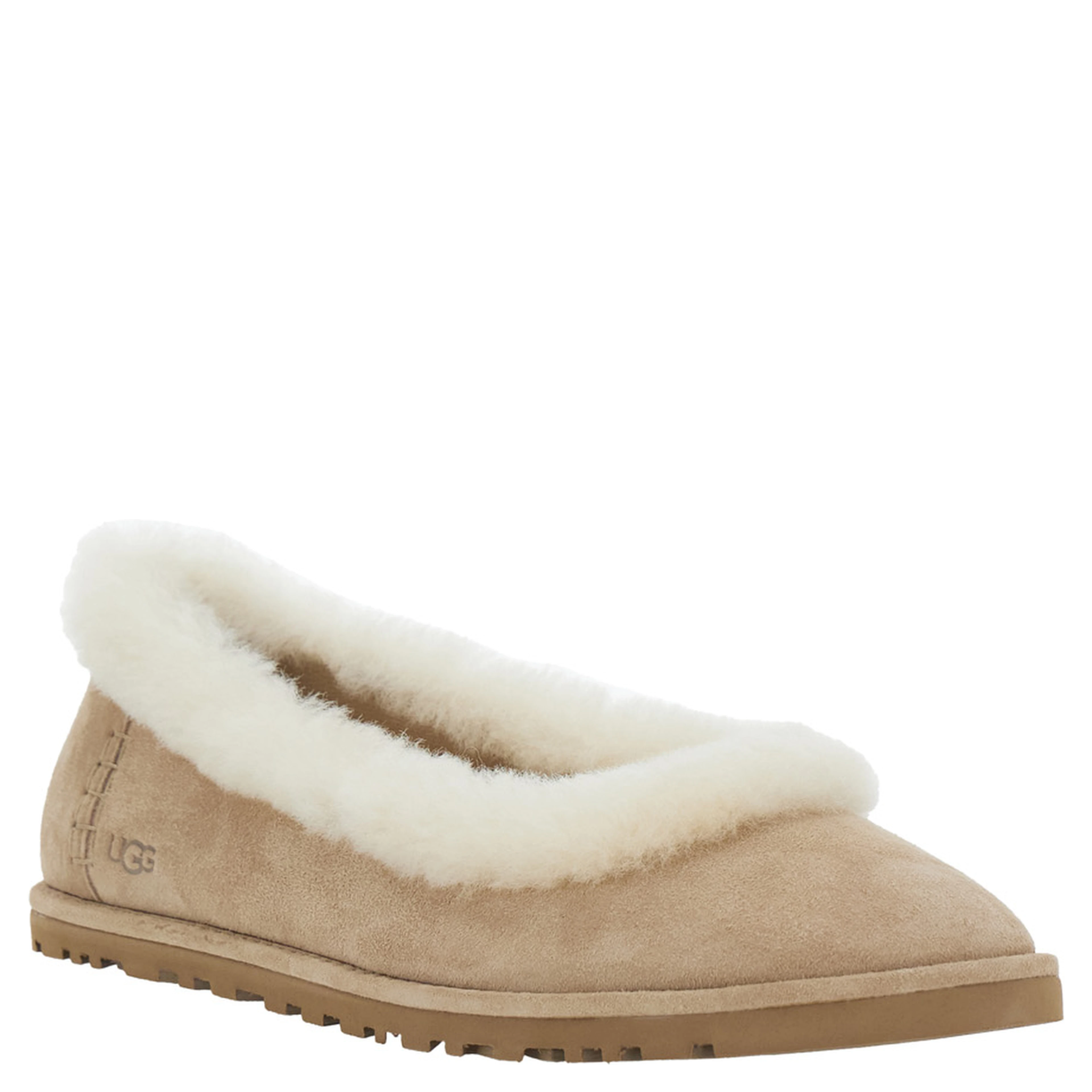 Ballet shoes Zora with Side Logo Lettering in Brown Suede for Women