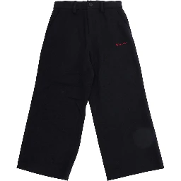 Pants with pockets and straight hems in blue wool and polyamide blend for boy