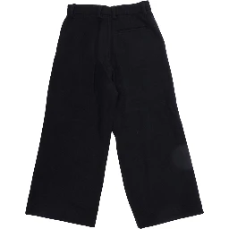 Pants with pockets and straight hems in blue wool and polyamide blend for boy