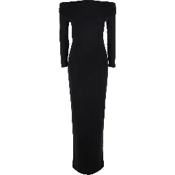 Long dress with synthetic fur details and long sleeves in black women