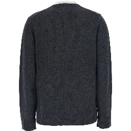 Leyla Grey Sweater with V-neck and lace details in cashmere for women