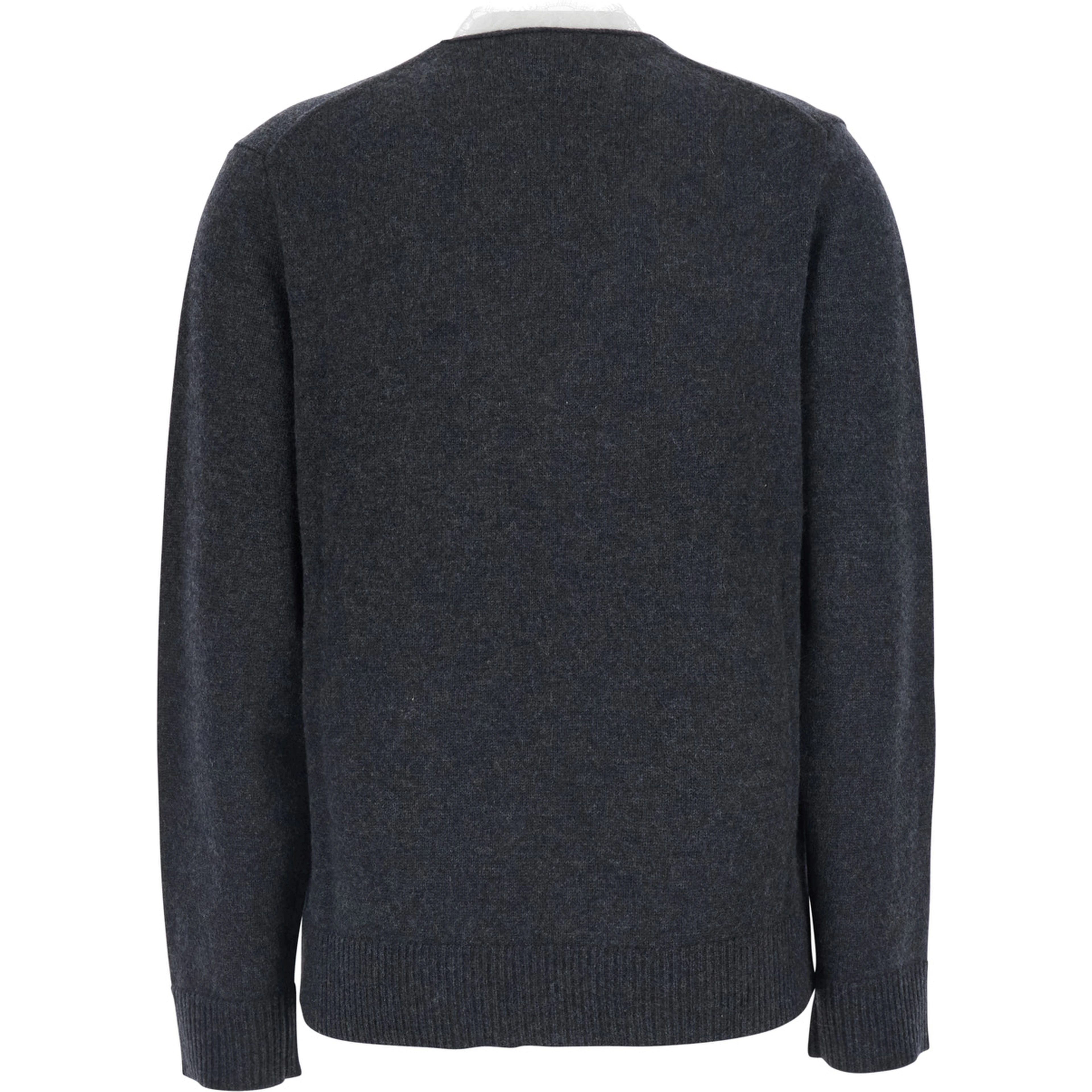 Leyla Grey Sweater with V-neck and lace details in cashmere for women