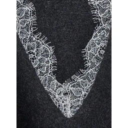 Leyla Grey Sweater with V-neck and lace details in cashmere for women