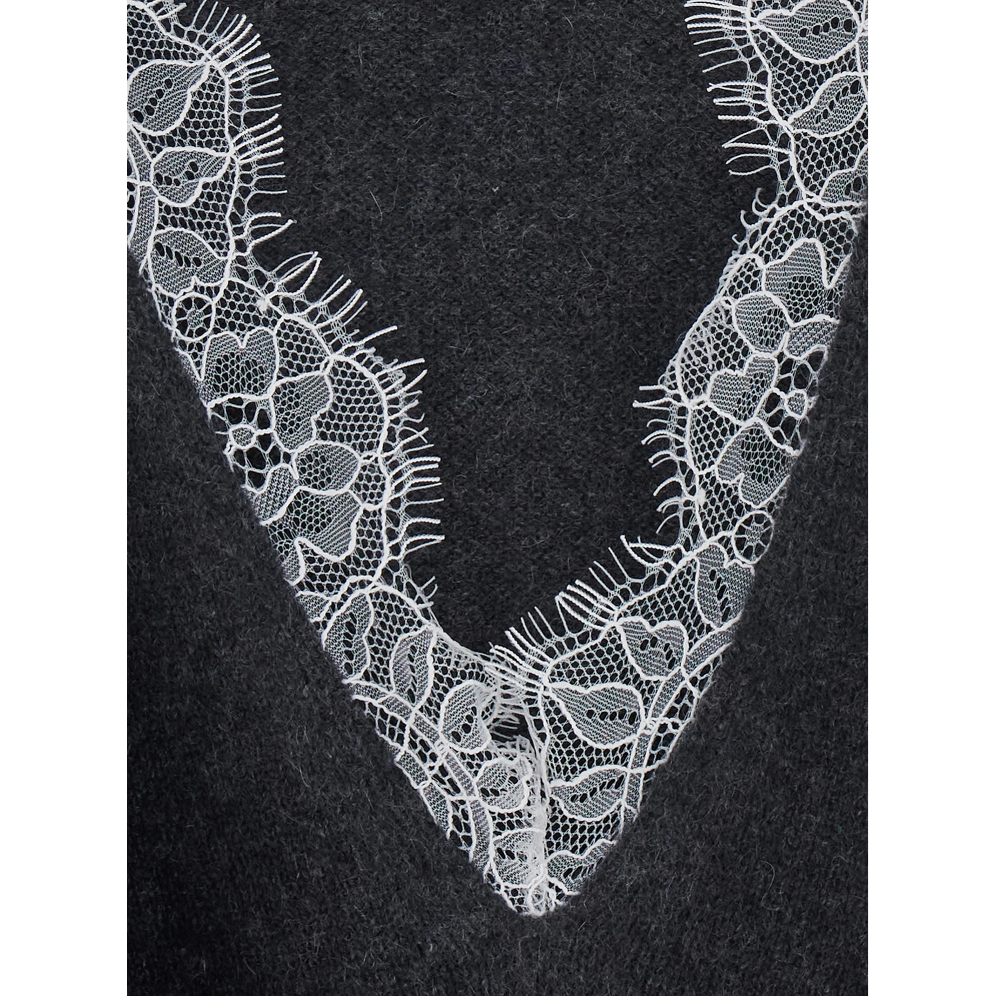 Leyla Grey Sweater with V-neck and lace details in cashmere for women