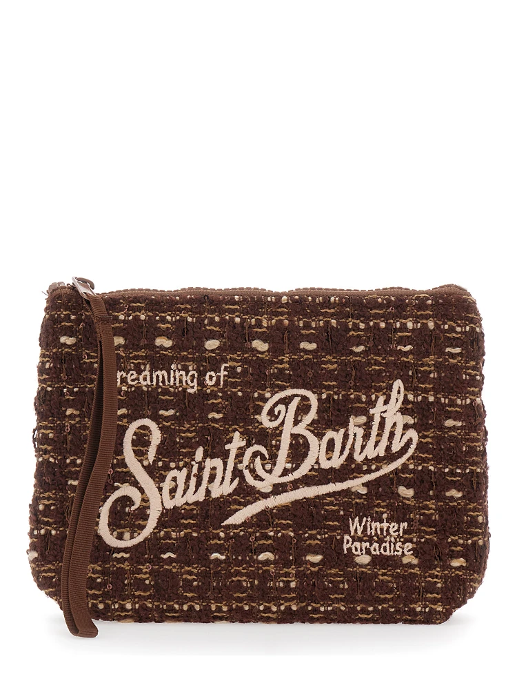 ALINE TWEED Pouch with Tech Fabric and brown rubber and polyester unisex