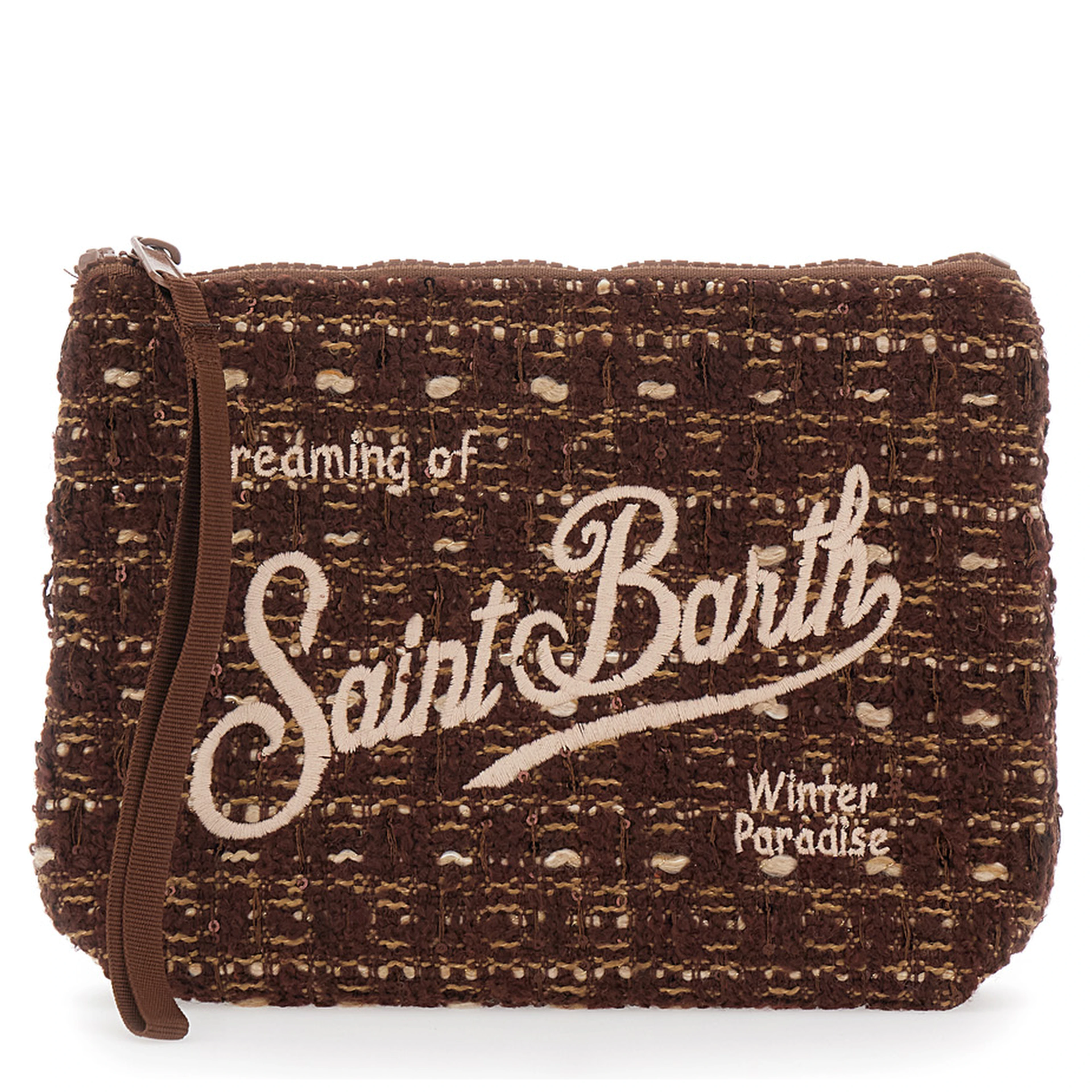 ALINE TWEED Pouch with Tech Fabric and brown rubber and polyester unisex