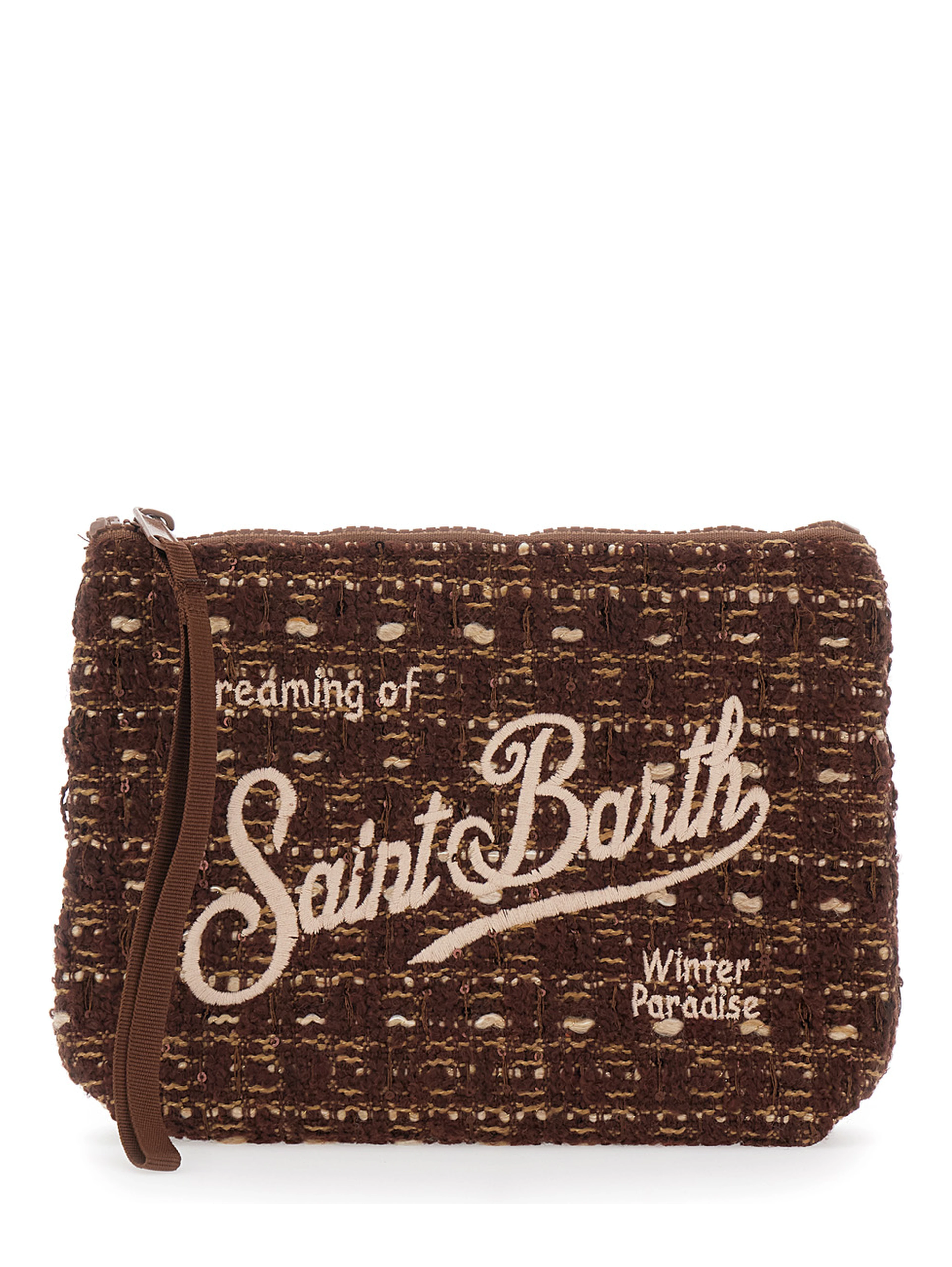 ALINE TWEED Pouch with Tech Fabric and brown rubber and polyester unisex
