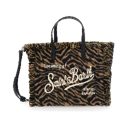 Handbag with shoulder strap in brown Tech Fabric for women