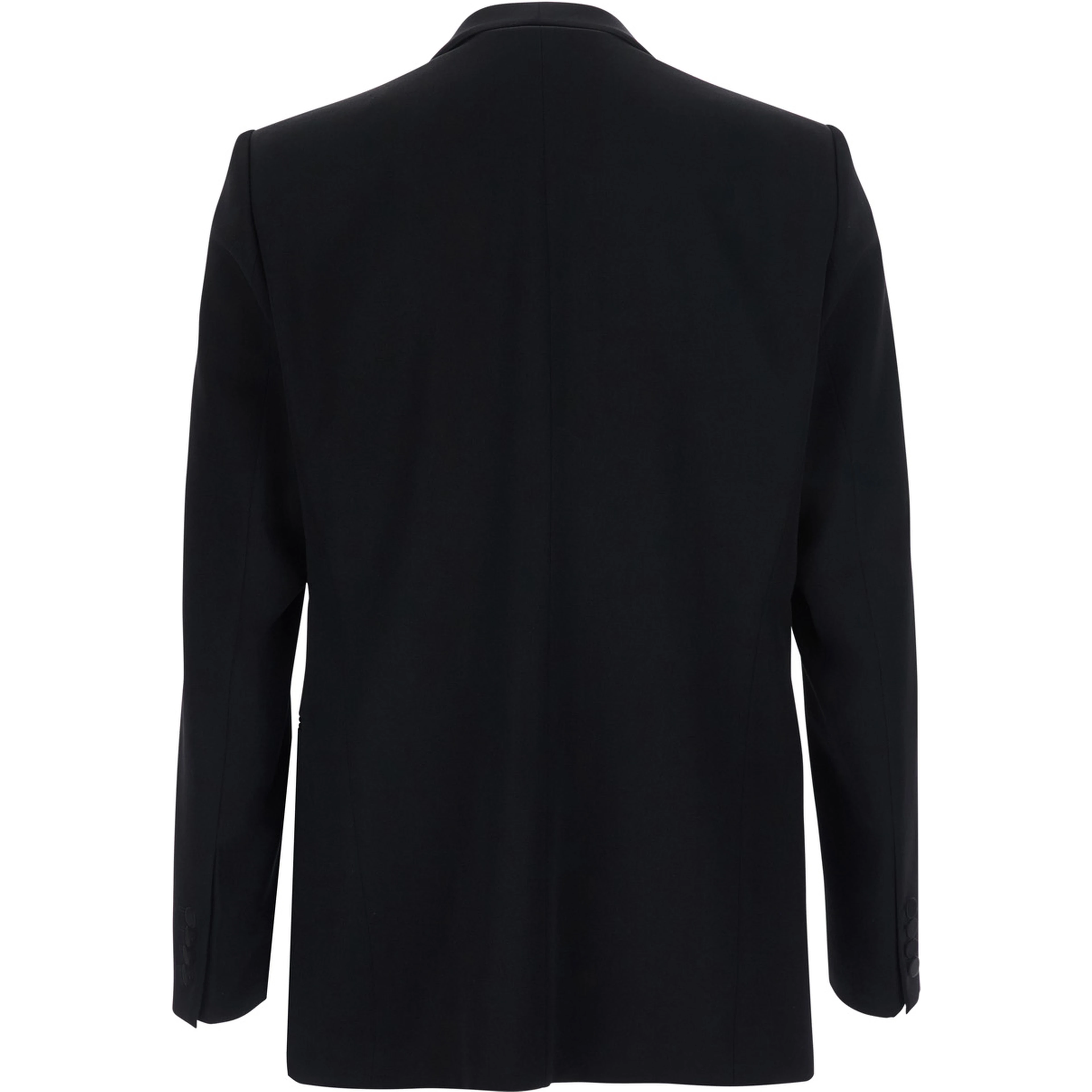 Blazer with lapel collar and long sleeves in black wool for men