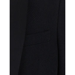 Blazer with lapel collar and long sleeves in black wool for men