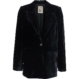 Velvet blazer with elegant details and black color for women