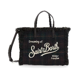 Shoulder bag COLETTE WOOL N with tartan and brown polyester unisex