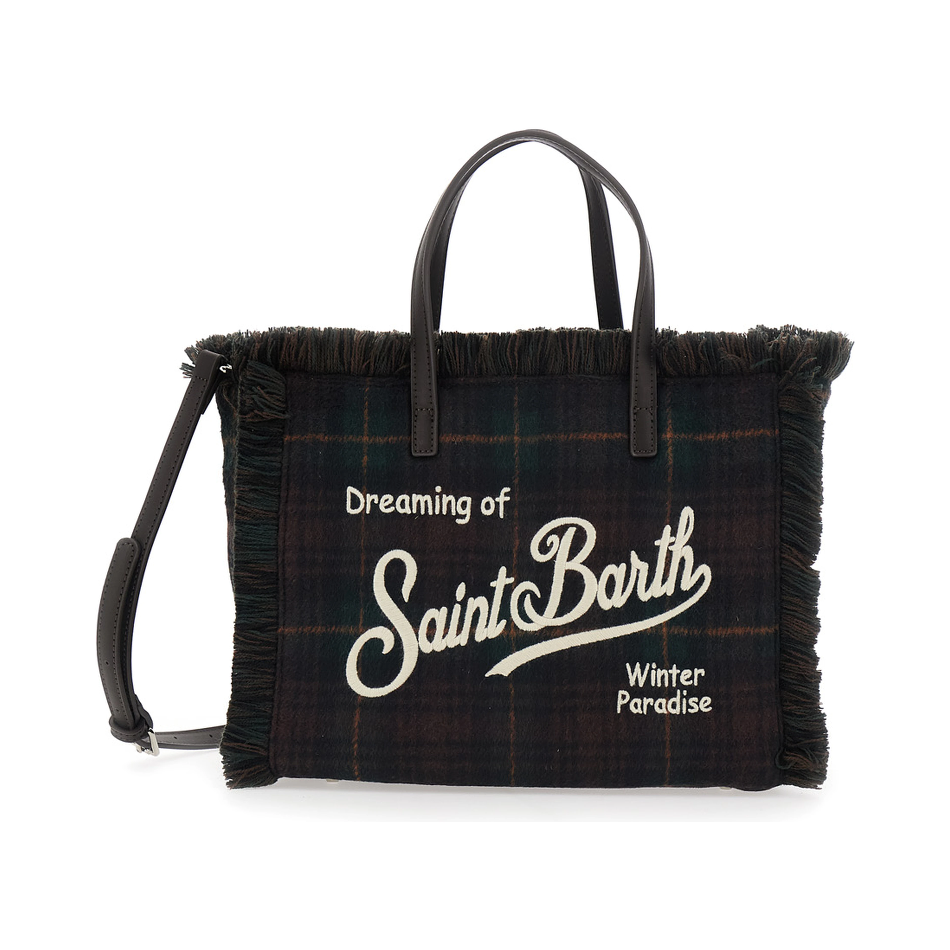 Shoulder bag COLETTE WOOL N with tartan and brown polyester unisex