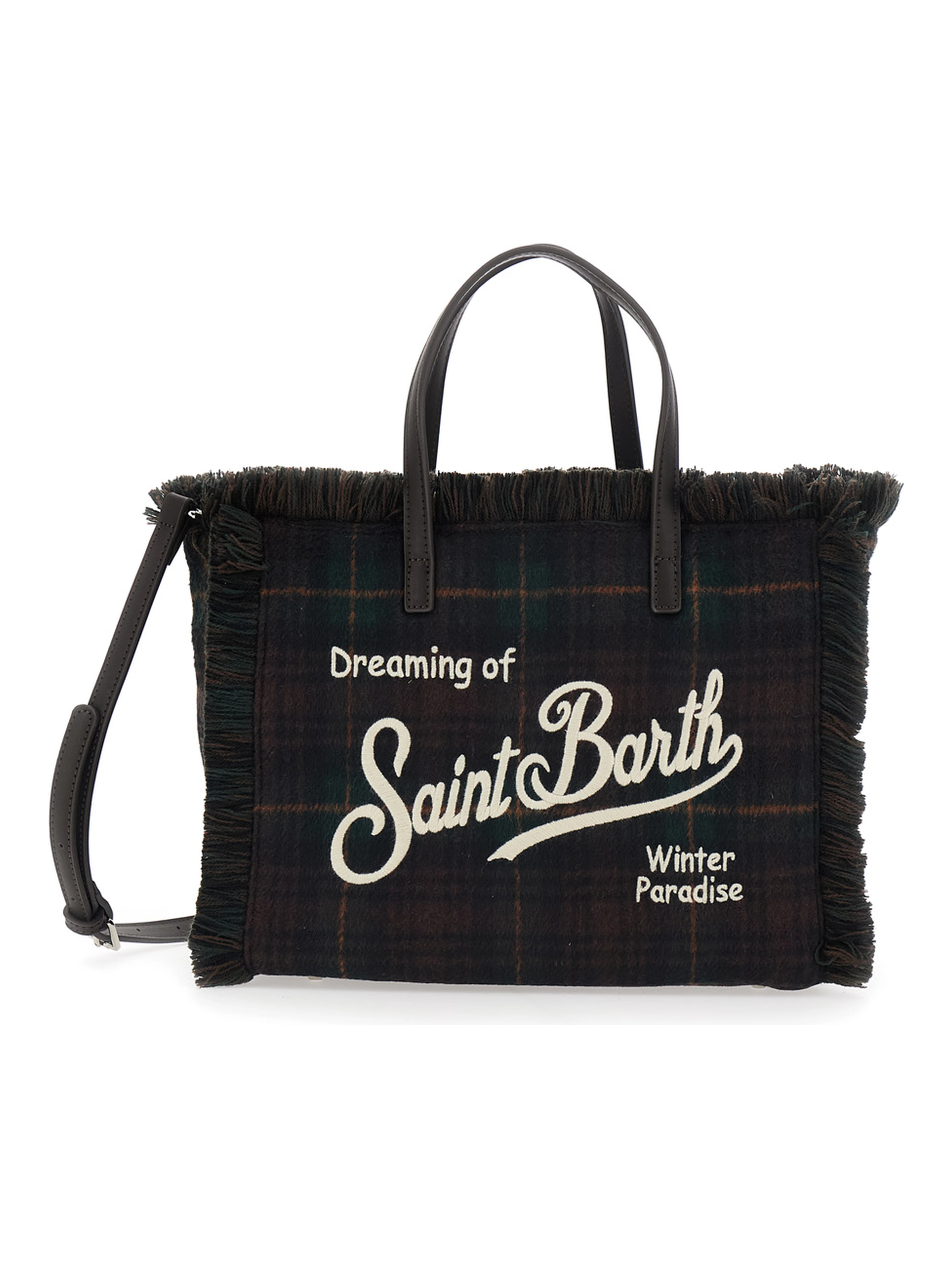 Shoulder bag COLETTE WOOL N with tartan and brown polyester unisex