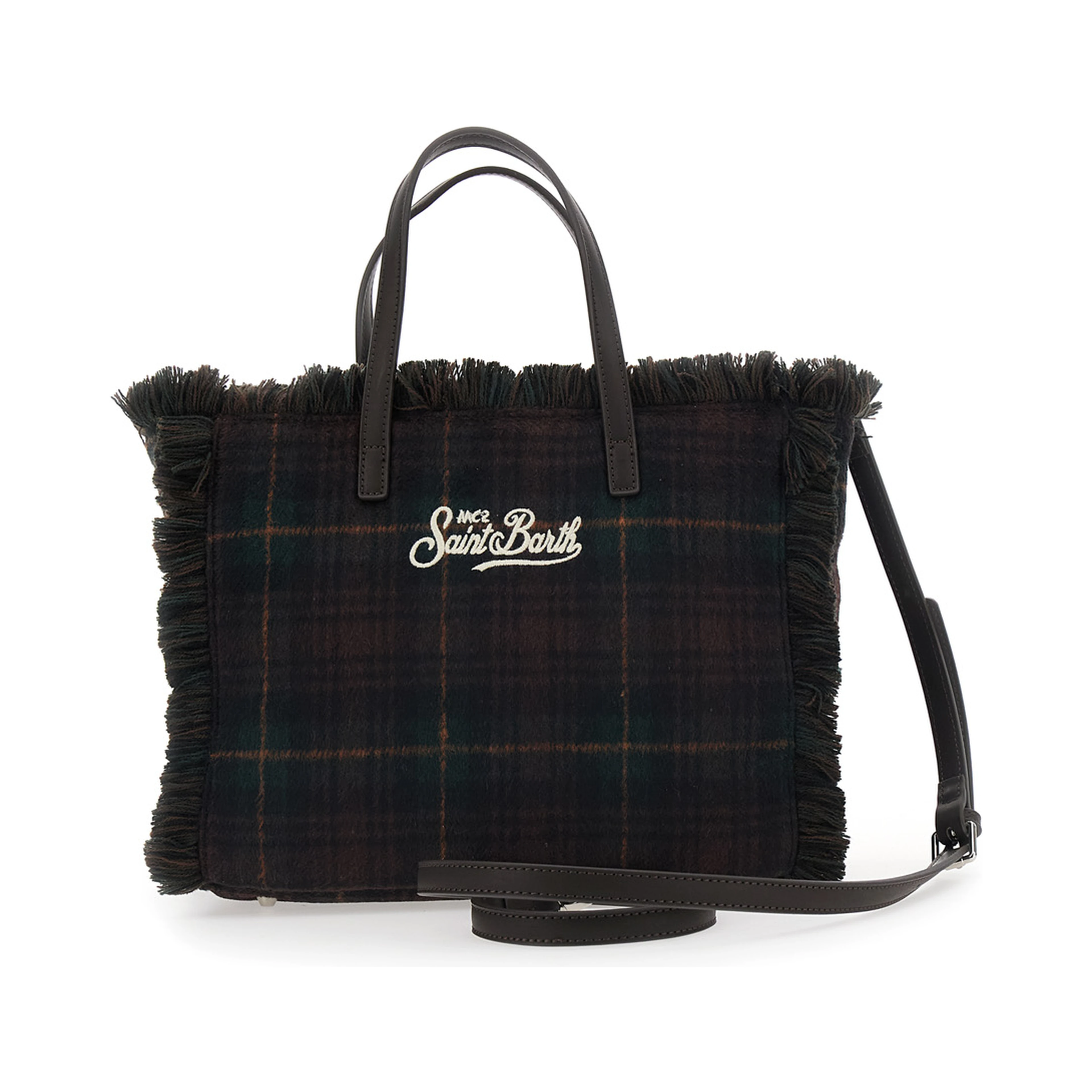 Shoulder bag COLETTE WOOL N with tartan and brown polyester unisex