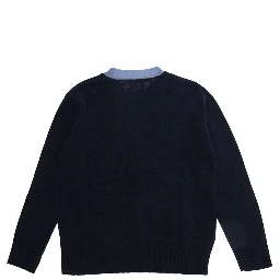 Sweater M01214M00MLMK33U0M862 with V-neck and long sleeves in wool and cashmere blue for boy