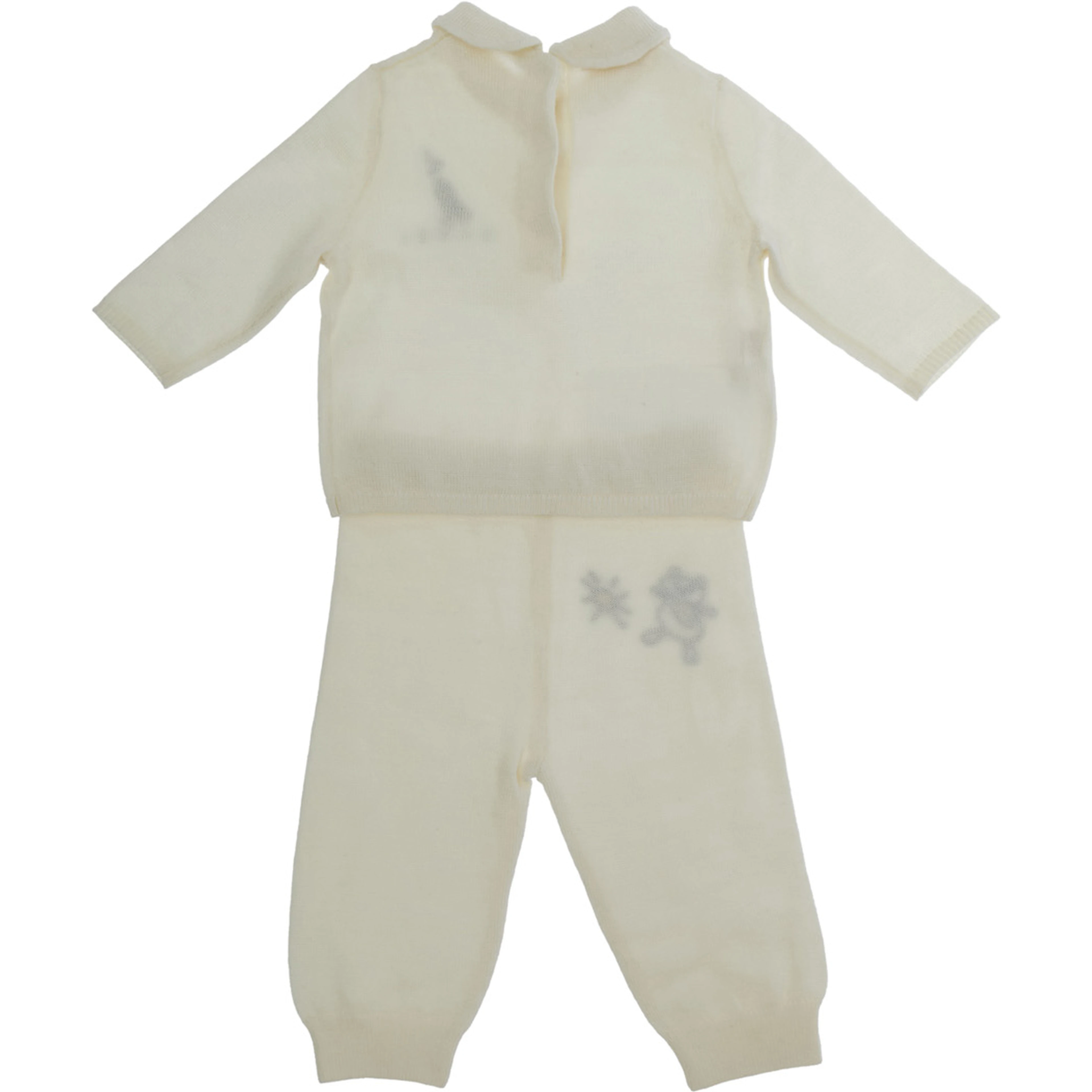 OVERALLS SET with long sleeves and collar in Wool and Polyester White Girl
