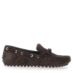 Loafers with Rubber Sole and Shearling Details Brown Women