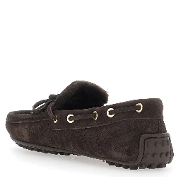 Loafers with Rubber Sole and Shearling Details Brown Women