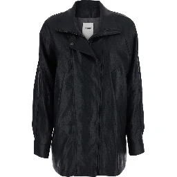 Coat with shirt collar and long sleeves in black Tech Fabric for men