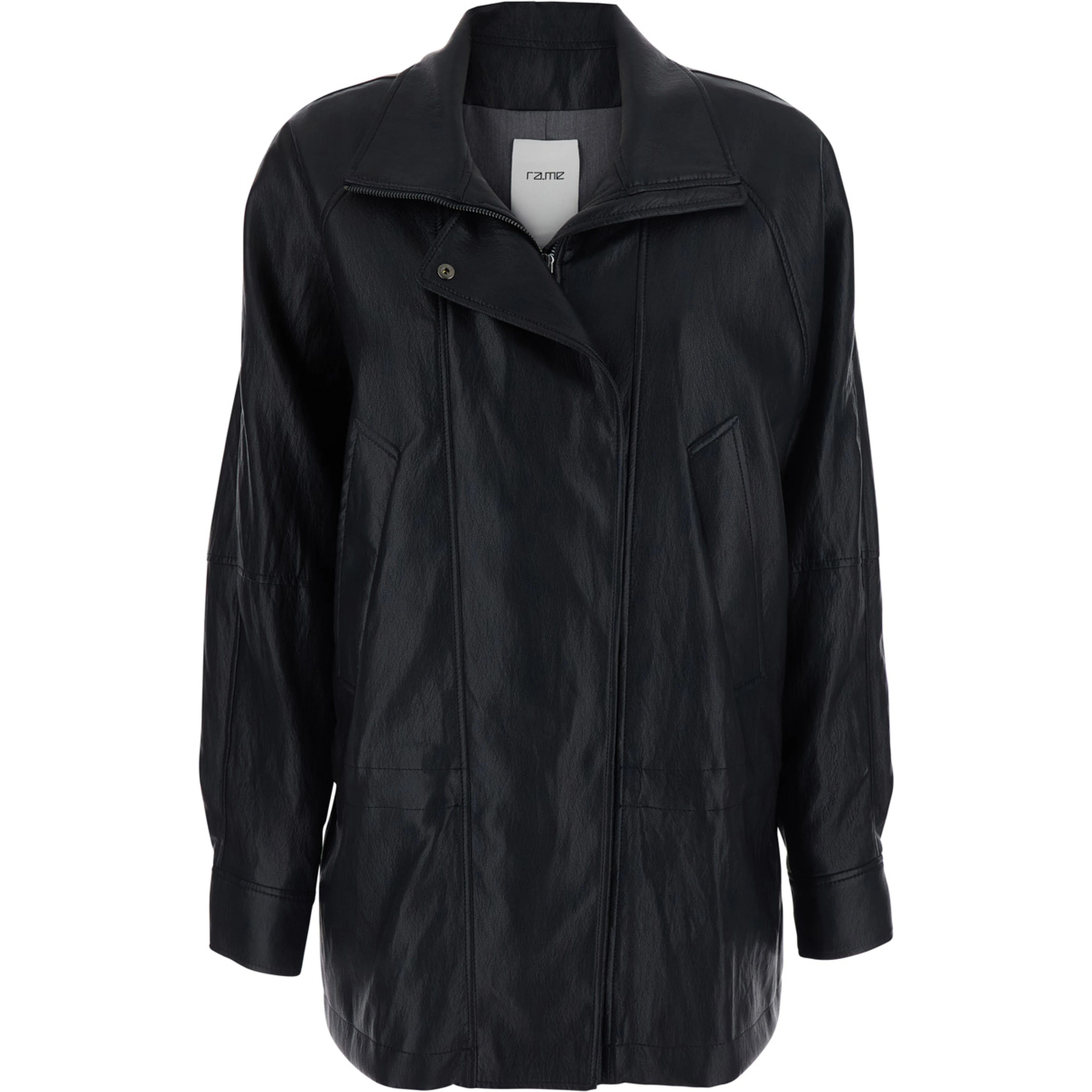 Coat with shirt collar and long sleeves in black Tech Fabric for men