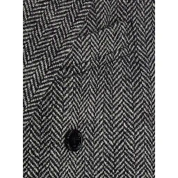 Long Double-breasted Coat with Collar and Pockets Gray Men