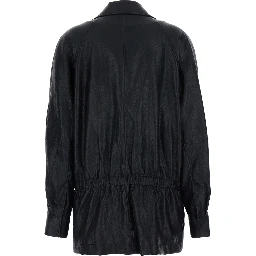 Coat with shirt collar and long sleeves in black Tech Fabric for men