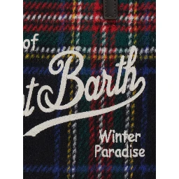 Shoulder bag with tartan and patch in 100% polyester multicolor unisex