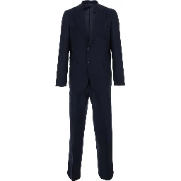 Single-breasted Jacket with Piping and Pleats in Tech Fabric Blue Men