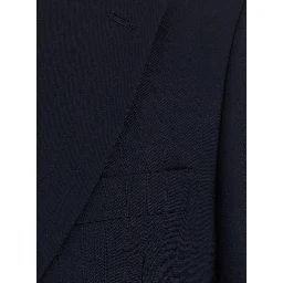 Single-breasted Jacket with Piping and Pleats in Tech Fabric Blue Men