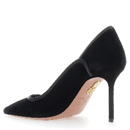 Pumps with 85mm Heel in Black Leather for Women