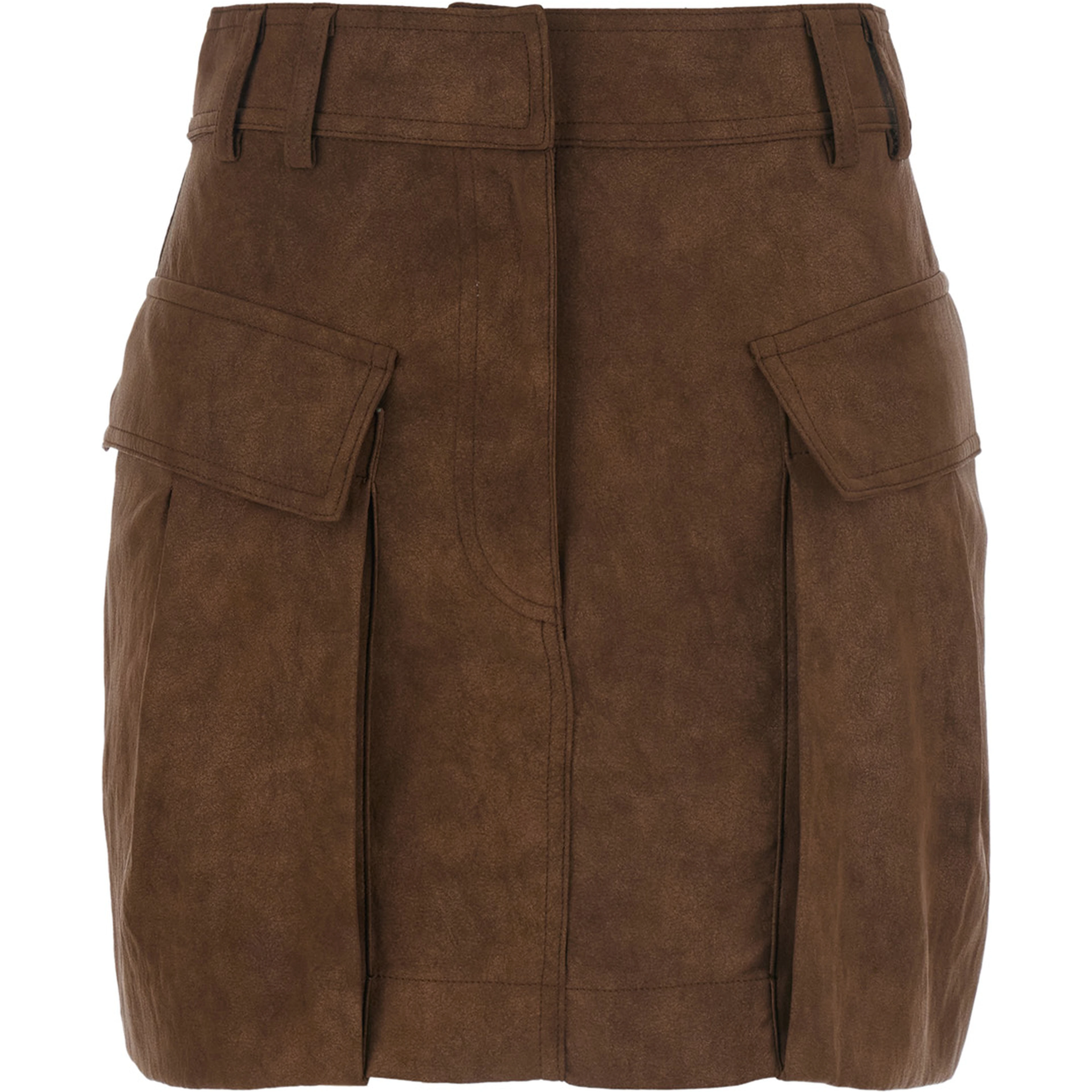 Skirt with pleats and Tech Fabric in brown for women