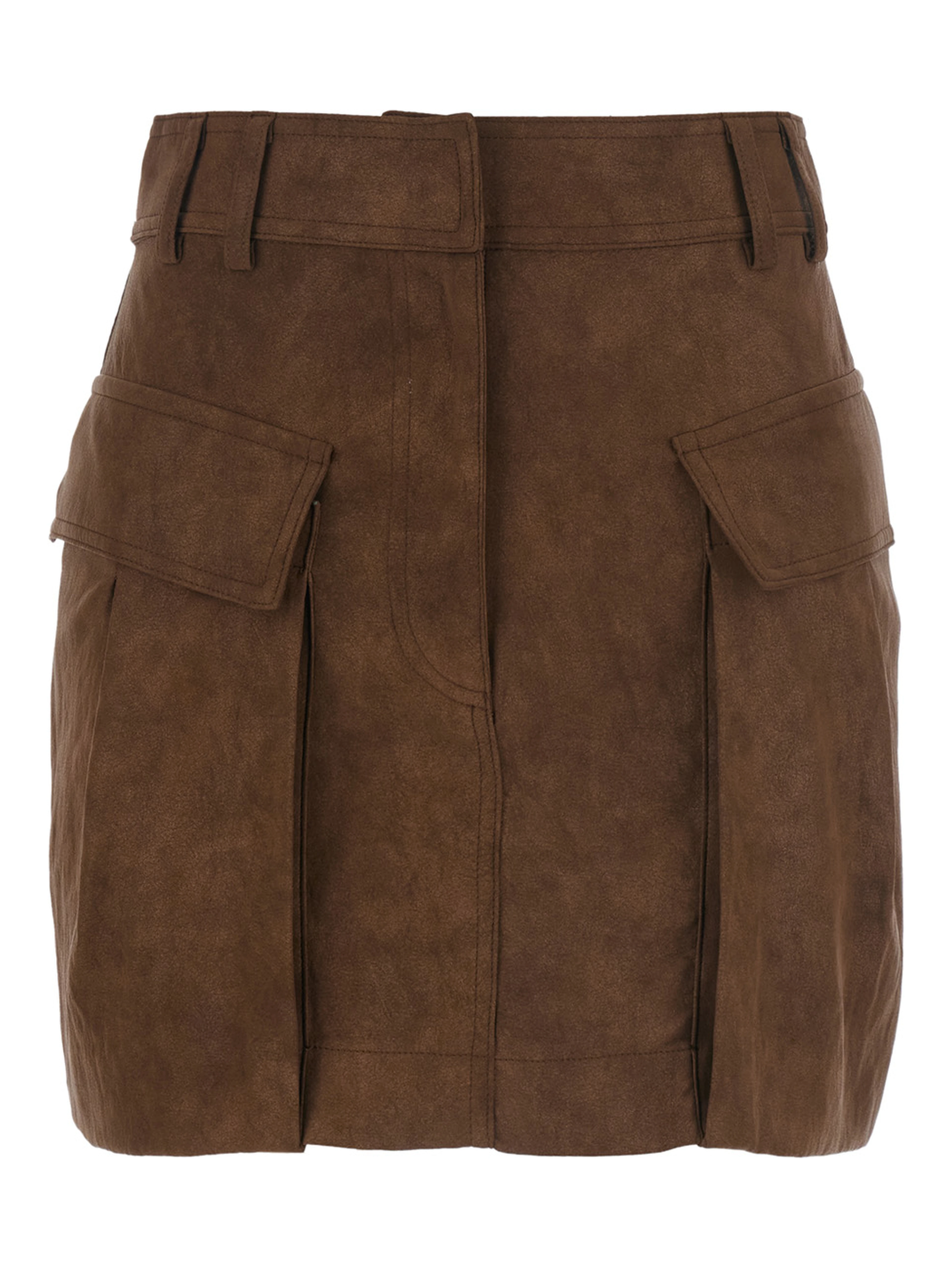 Skirt with pleats and Tech Fabric in brown for women